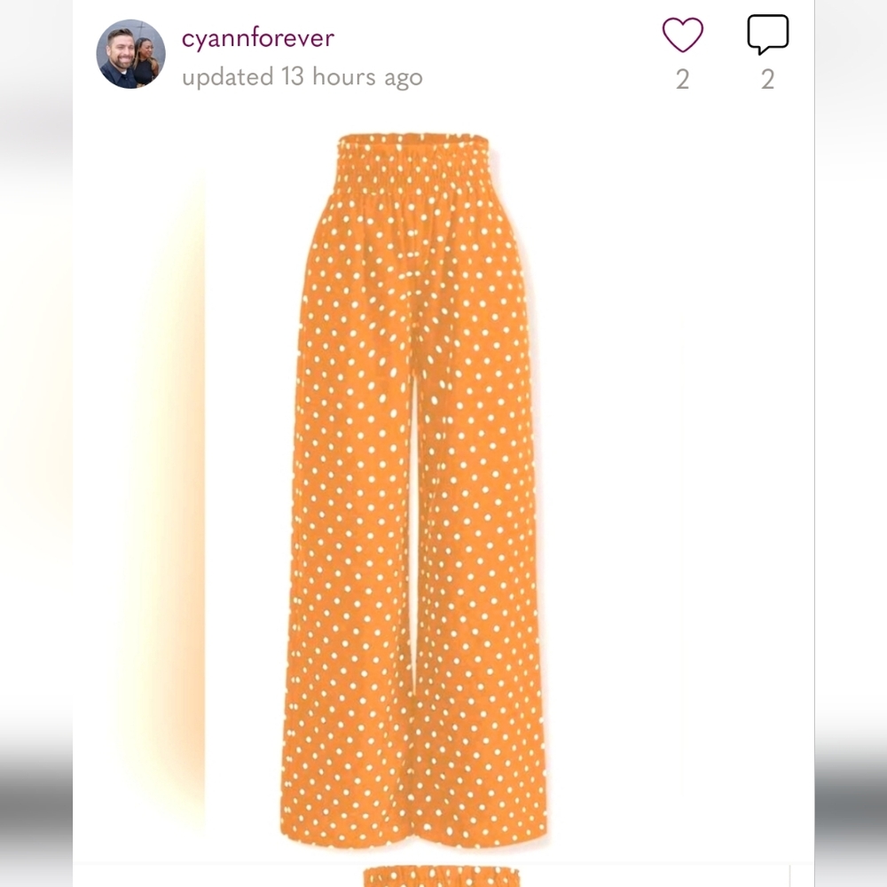 Sunshine Yellow & Cream Polka Dot Size 4 Pants Size 4 Shein
